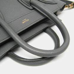 Celine Luggage Nano Gray Leather Top Handle Bag