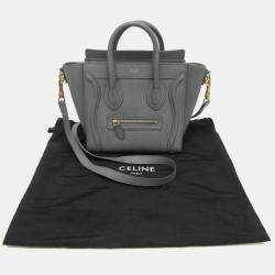 Celine Luggage Nano Gray Leather Top Handle Bag