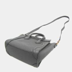 Celine Luggage Nano Gray Leather Top Handle Bag