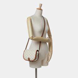 Celine Brown White Medium Triomphe Coated Canvas Folco Crossbody