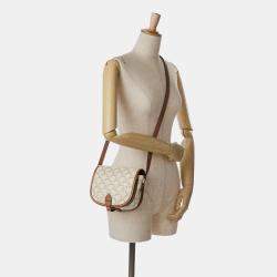 Celine White Medium Triomphe Coated Canvas Folco Crossbody
