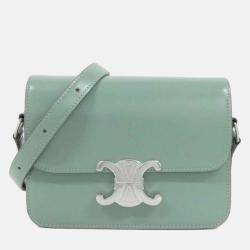 Celine Teen Triomphe Green Leather Handbag