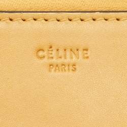 Pre Owned Celine Mustard Leather Braided Zip Pouch