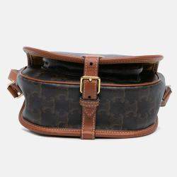 Celine Brown Medium Triomphe Coated Canvas Folco Crossbody