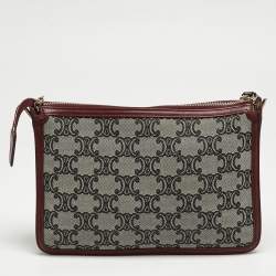 Pre Owned Celine Red/Grey Macadam Canvas Envelope Chain Clutch