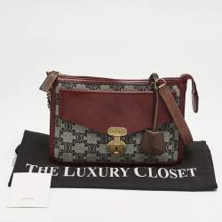 Pre Owned Celine Red/Grey Macadam Canvas Envelope Chain Clutch