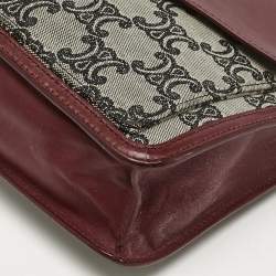 Pre Owned Celine Red/Grey Macadam Canvas Envelope Chain Clutch