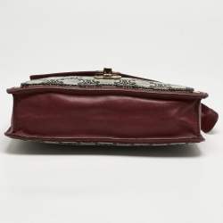 Pre Owned Celine Red/Grey Macadam Canvas Envelope Chain Clutch