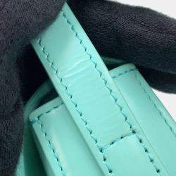 Celine Triomphe Claude Shoulder Bag Turquoise Shiny Calf Leather