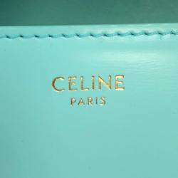 Celine Triomphe Claude Shoulder Bag Turquoise Shiny Calf Leather