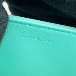 Celine Triomphe Claude Shoulder Bag Turquoise Shiny Calf Leather