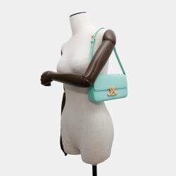 Celine Triomphe Claude Shoulder Bag Turquoise Shiny Calf Leather