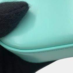 Celine Triomphe Claude Shoulder Bag Turquoise Shiny Calf Leather