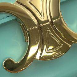 Celine Triomphe Claude Shoulder Bag Turquoise Shiny Calf Leather