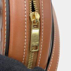 Celine Cuir Triomphe Oval Brown Leather Purse Shoulder Bag