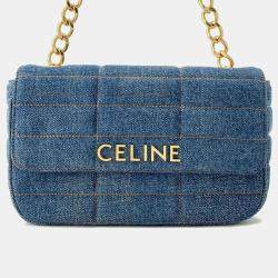 Celine Chain shoulder Bag Blue Denim