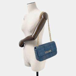 Celine Chain shoulder Bag Blue Denim