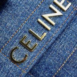  Celine Blue Denim Chain Shoulder Bag 