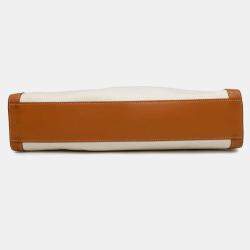 Celine Vertical Cabas Natural/Tan Canvas Leather