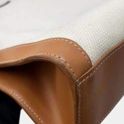 Celine Vertical Cabas Natural/Tan Canvas Leather