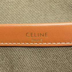 Celine Triomphe Large Cabas Thais Tote Bag Khaki Canvas Leather Size Large