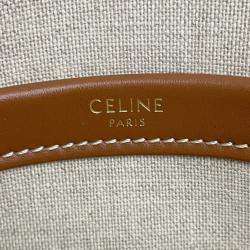 Celine Triomphe Large Cabas Thais Tote Bag White/Green Canvas Leather Size Large