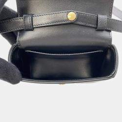 Celine Triomphe Claude Shoulder Bag Black Leather Size Mini