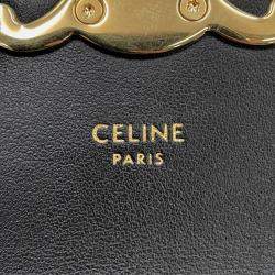 Celine Triomphe Claude Shoulder Bag Black Leather Size Mini