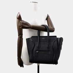 Celine Luggage Shopper Black Leather Size Micro