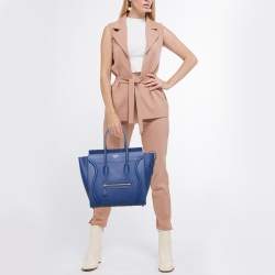 Celine Blue Leather Micro Luggage Tote