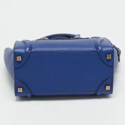 Celine Blue Leather Micro Luggage Tote