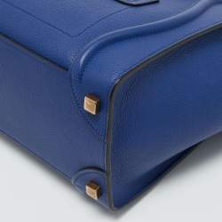 Celine Blue Leather Micro Luggage Tote