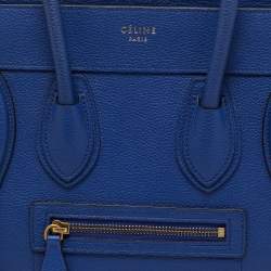 Celine Blue Leather Micro Luggage Tote