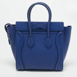 Celine Blue Leather Micro Luggage Tote