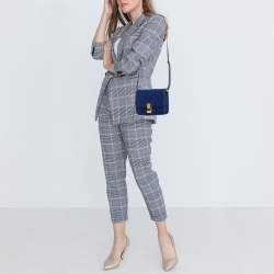 Pre Owned Celine Blue Leather Small Classic Box Flap Bag