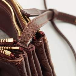 Celine Burgundy Leather Small Trio Crossbody Bag