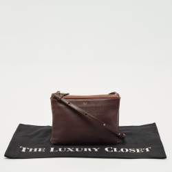 Celine Burgundy Leather Small Trio Crossbody Bag