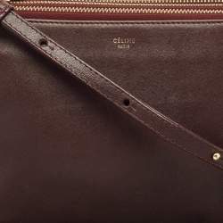Celine Burgundy Leather Small Trio Crossbody Bag