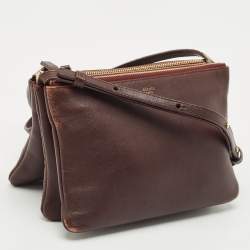 Celine Burgundy Leather Small Trio Crossbody Bag