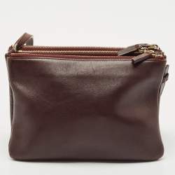 Celine Burgundy Leather Small Trio Crossbody Bag