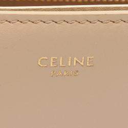 Celine Beige Medium Leather Triomphe Frame Crossbody