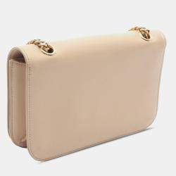 Celine Beige Medium Leather Triomphe Frame Crossbody