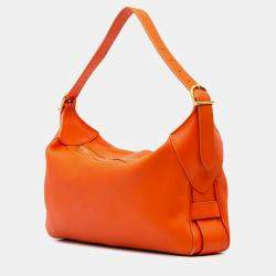 Celine Orange Medium Supple Grained Calfskin Romy Shoulder Bag