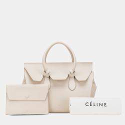 Celine White Small Grained Calfskin Tie Knot Handbag