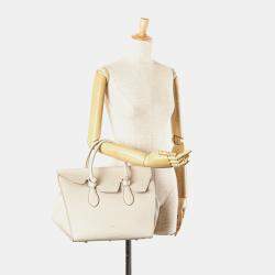 Celine White Small Grained Calfskin Tie Knot Handbag