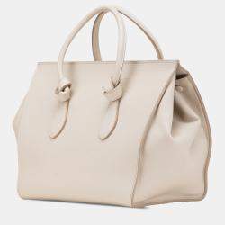 Celine White Small Grained Calfskin Tie Knot Handbag