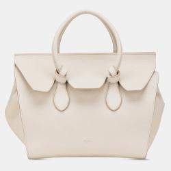 Celine White Small Grained Calfskin Tie Knot Handbag
