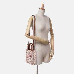 Celine White Mini Triomphe Coated Canvas Vertical Cabas Satchel