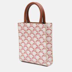 Celine White Mini Triomphe Coated Canvas Vertical Cabas Satchel