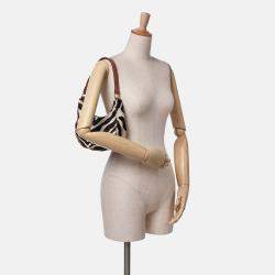 Celine Beige Black Zebra Print Canvas Ava Shoulder Bag